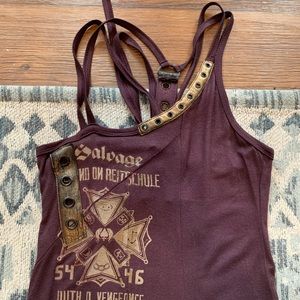 SALVAGE brand maroon tank with cute detailing